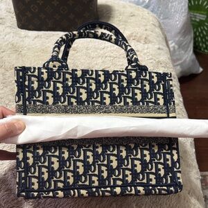 Designer Navy and Cream Tote Bag